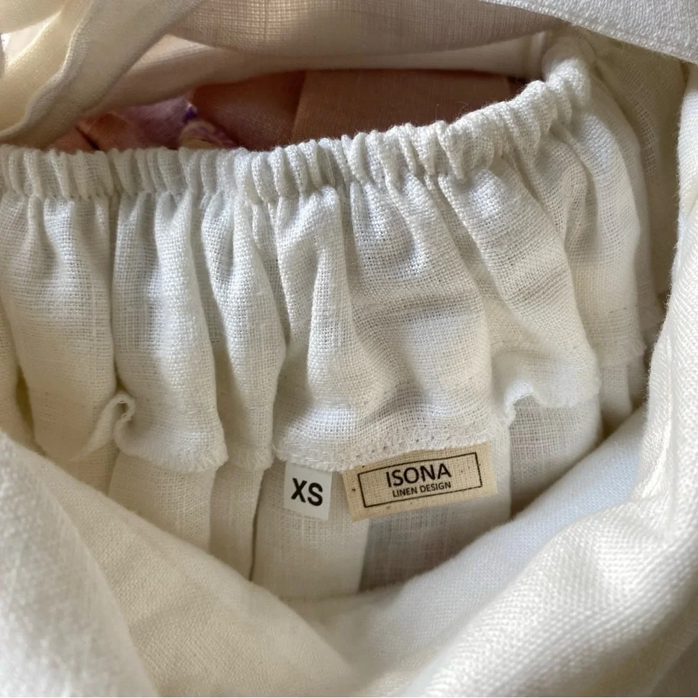 NWOT Isona Linen White Pinafore Midi Dress - Picture 5 of 9